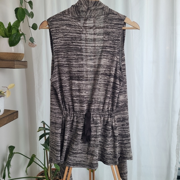 Heather brown grey light vest open cardigan - Picture 3 of 5
